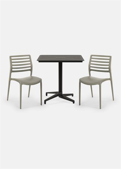 TİLİA BİSTRO SET MOON MASA SABİT 80X80 KARE - LOUİSE SANDALYE