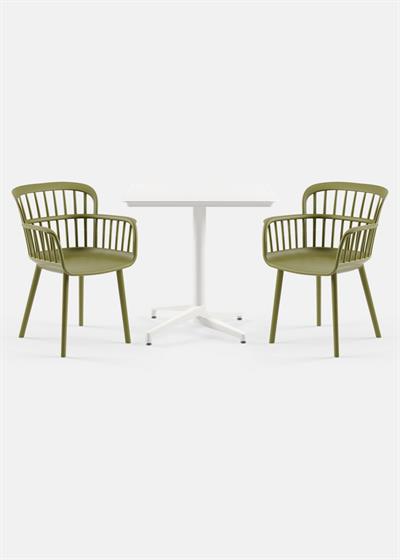 TİLİA BİSTRO SET MOON MASA SABİT 80X80 KARE - EVA-P KOLTUK