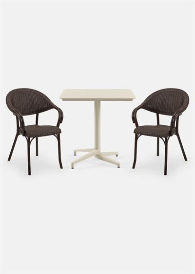 TİLİA BİSTRO SET MOON MASA SABİT 80X80 KARE - FLASH-R KOLTUK