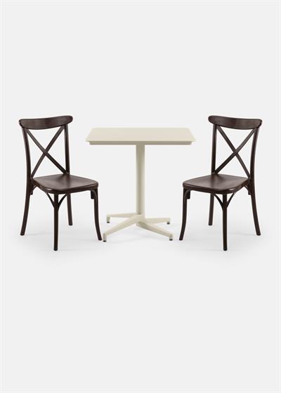 TİLİA BİSTRO SET MOON MASA SABİT 80X80 KARE - CAPRİ SANDALYE