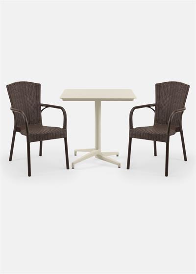 TİLİA BİSTRO SET MOON MASA SABİT 80X80 KARE - ROYAL KOLTUK