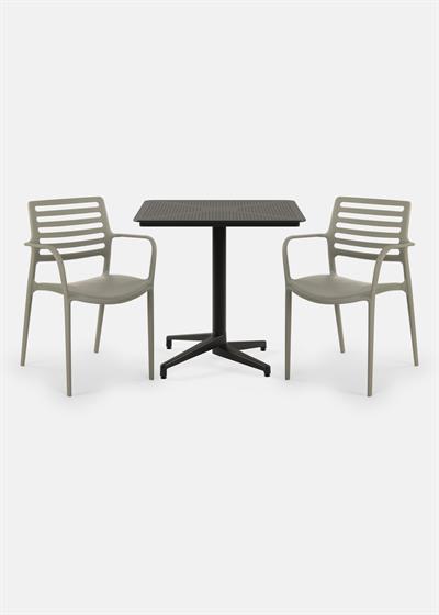 TİLİA BİSTRO SET MOON MASA SABİT 80X80 KARE - LOUİSE-XL KOLTUK