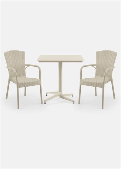 TİLİA BİSTRO SET MOON MASA SABİT 80X80 KARE - ROYAL KOLTUK
