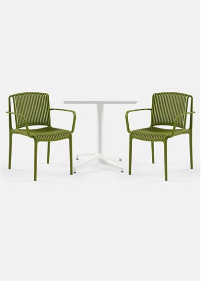 TİLİA BİSTRO SET MOON MASA SABİT 80X80 KARE - NES KOLTUK