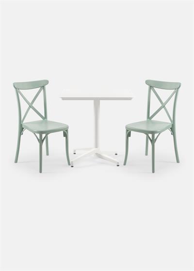 TİLİA BİSTRO SET MOON MASA SABİT 80X80 KARE - CAPRİ SANDALYE