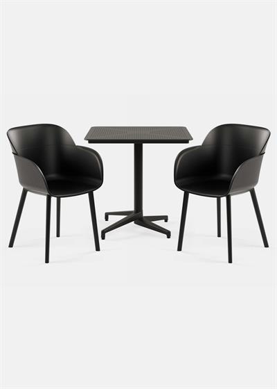 TİLİA BİSTRO SET MOON MASA SABİT 80X80 KARE - SHELL-P KOLTUK