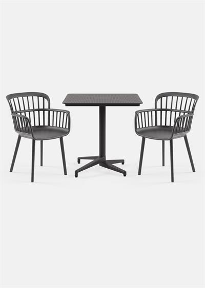 TİLİA BİSTRO SET MOON MASA SABİT 80X80 KARE - EVA-P KOLTUK