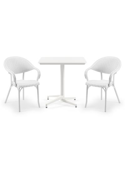 TİLİA BİSTRO SET MOON MASA SABİT 80X80 KARE - FLASH-R KOLTUK