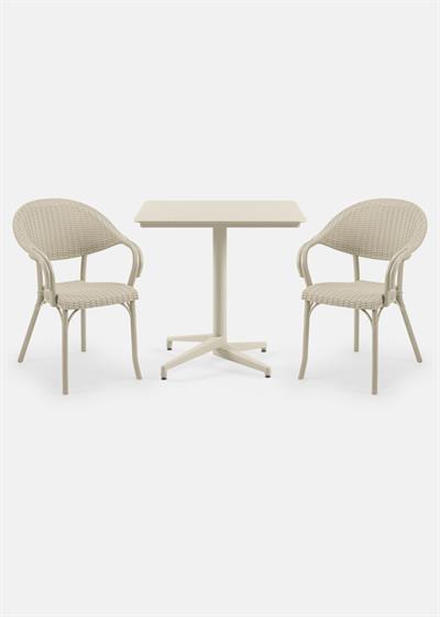 TİLİA BİSTRO SET MOON MASA SABİT 80X80 KARE - FLASH-R KOLTUK