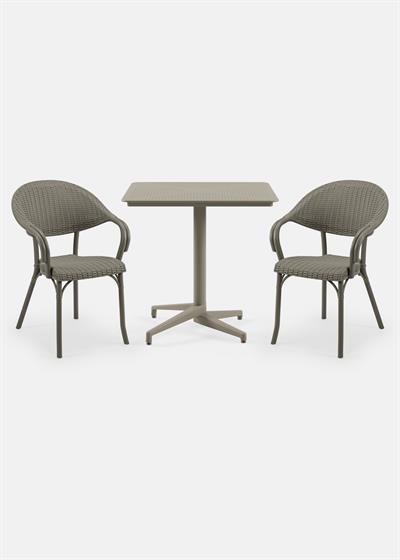 TİLİA BİSTRO SET MOON MASA SABİT 80X80 KARE - FLASH-R KOLTUK