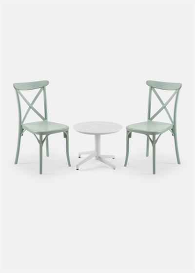 TİLİA MİNİ COFFE SET MOON SEHPA Ø60 CM YUVARLAK - CAPRİ SANDALYE