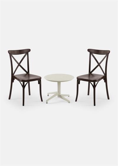 TİLİA MİNİ COFFE SET MOON SEHPA Ø60 CM YUVARLAK - CAPRİ SANDALYE