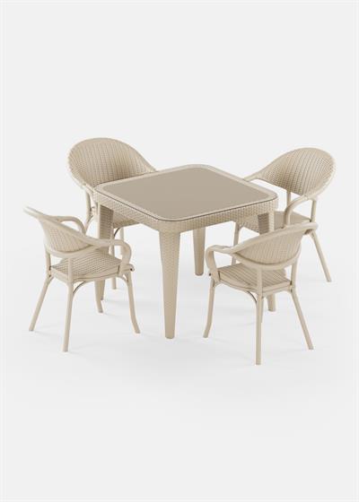 TİLİA OSAKA MASA TAKIMI 90X90 CM KARE - FLASH-R KOLTUK