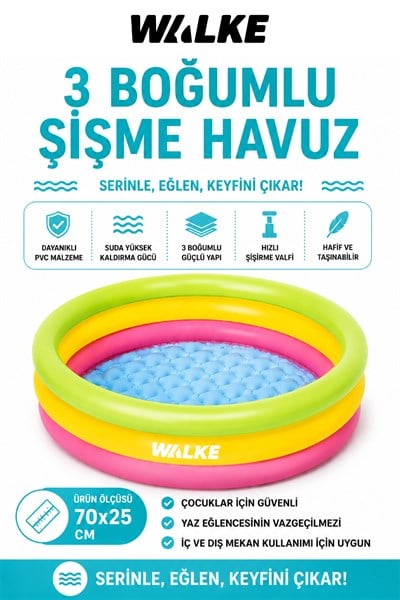 WALKE 14104 3 BOĞUMLU ŞİŞME HAVUZ 70CM