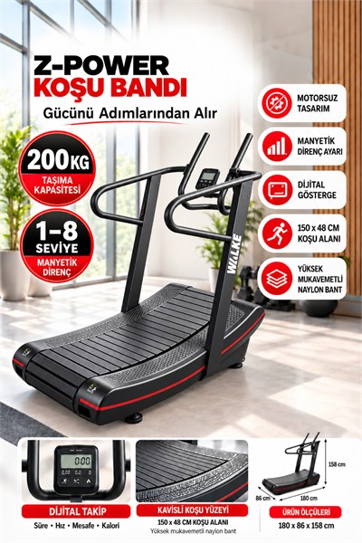 Z-Power Kavisli Motorsuz Koşu Bandı Curved Treadmill Runner