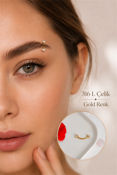 316L Çelik Zirkon Taşlı Kaş ve Rook Piercing
