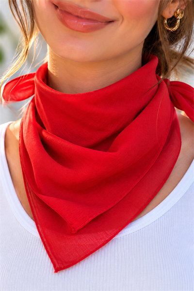 Düz Kırmızı Bandana Pamuk Unisex Fular Saç Boyun Bilek Aksesuarı