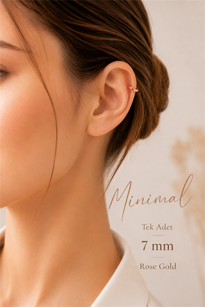 Minimal Rose Gold Halka Piercing Helix Tragus Kıkırdak Lob Tek Adet