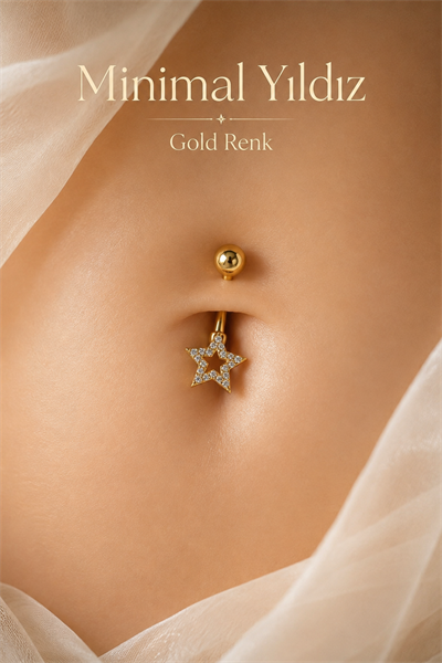 Minimal Yıldız Zirkon Taşlı Göbek Piercingi