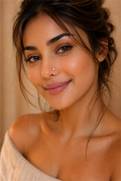 Pembe Taşlı Yarım Halka Piercing 316L Çelik Burun Hızması Helix Tragus