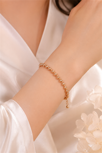 Rose Gold Dorika Topçuklu Kadın Bileklik 16 cm + 3 cm