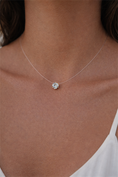 Xuping 14K Gold Şeffaf Misinalı Tektaş Kolye – Hayalet Kolye