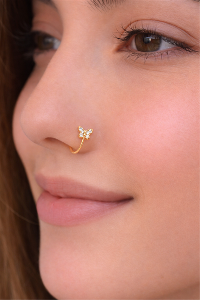 Zirkon Taşlı Kelebek Deliksiz Burun Hızması