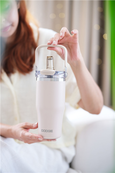 Bej Kişiye Özel 750 Ml Kulplu ve Pipetli Çelik Termos