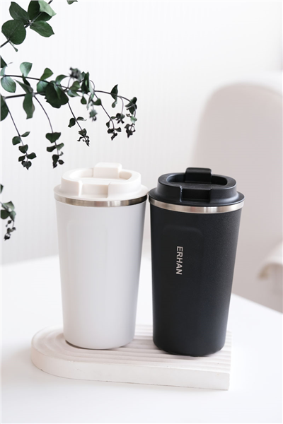 Beyaz Kişiye Özel 510 Ml Paslanmaz Çelik Kahve Termosu