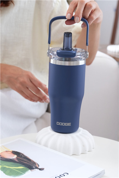 İndigo Kişiye Özel 750 Ml Kulplu ve Pipetli Çelik Termos