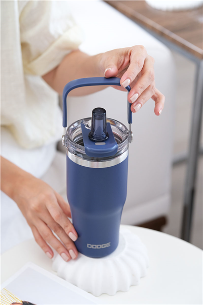 İndigo Kişiye Özel 750 Ml Kulplu ve Pipetli Çelik Termos