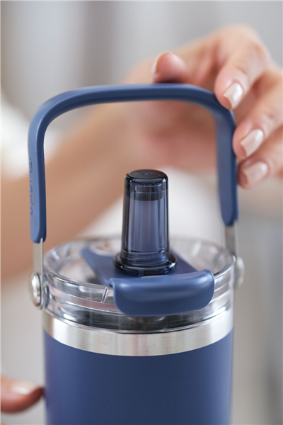 İndigo Kişiye Özel 750 Ml Kulplu ve Pipetli Çelik Termos