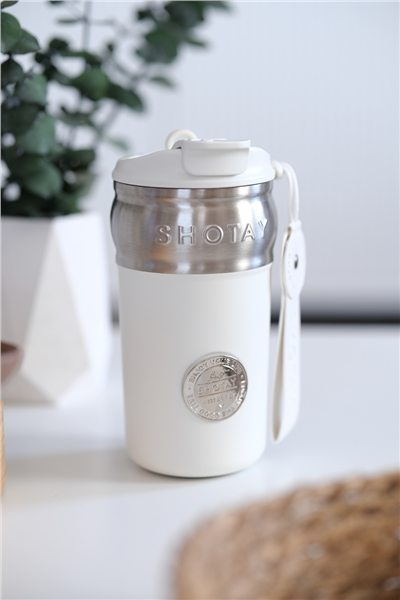 Kişiye Özel 420 ml Beyaz Paslanmaz Çelik Kahve Termosu