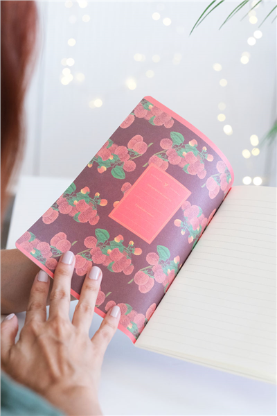 Kişiye Özel Ahududu Desenli A5 Çizgili Defter