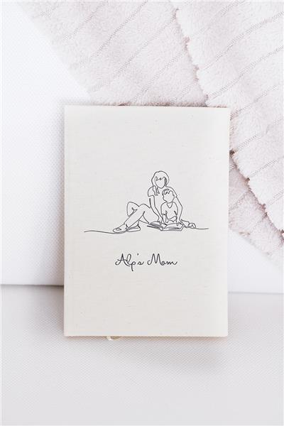 Kişiye Özel Anne- Erkek Bebek Desenli Kanvas Defter 