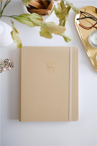Kişiye Özel Gizli Spiralli Bej Canvas Defter