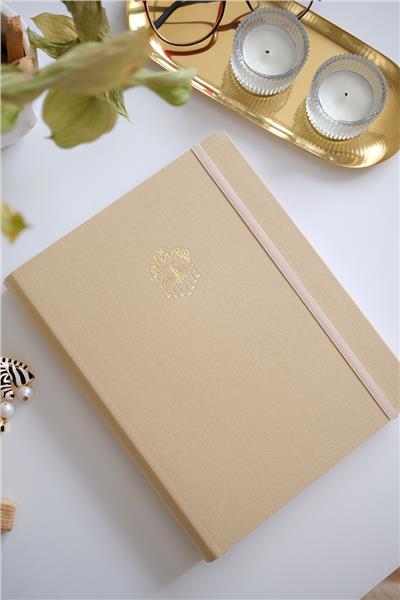 Kişiye Özel Gizli Spiralli Bej Canvas Defter