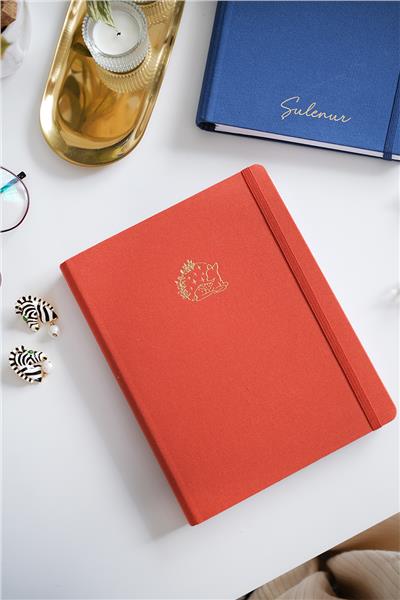 Kişiye Özel Gizli Spiralli Kiremit Canvas Defter