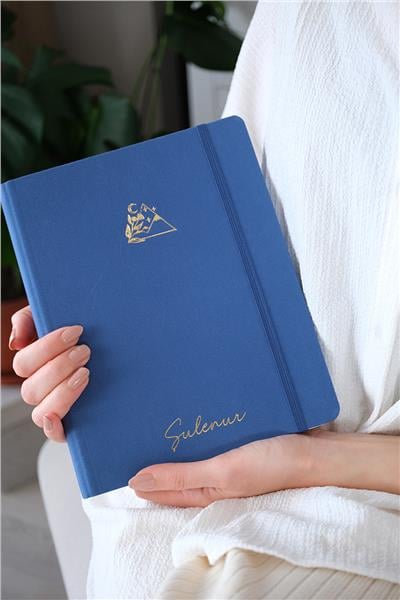 Kişiye Özel Gizli Spiralli Lacivert Canvas Defter