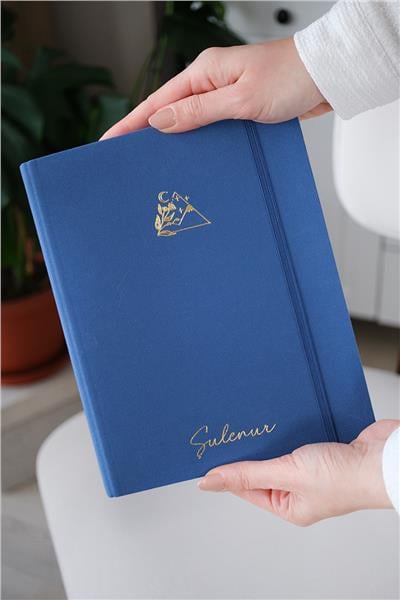 Kişiye Özel Gizli Spiralli Lacivert Canvas Defter