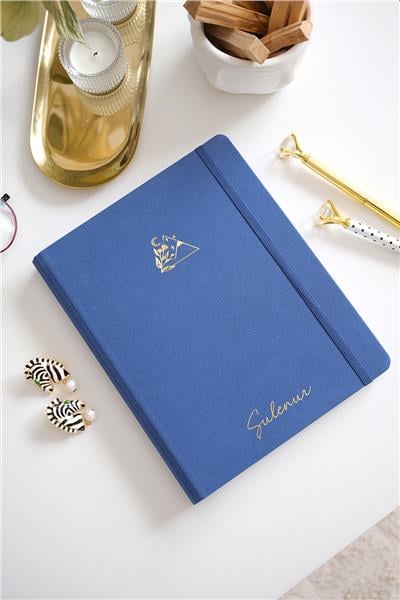 Kişiye Özel Gizli Spiralli Lacivert Canvas Defter