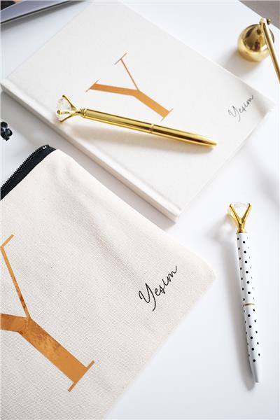 Kişiye Özel Ham Renk Clutch Çanta-Defter İkili Hediye Seti