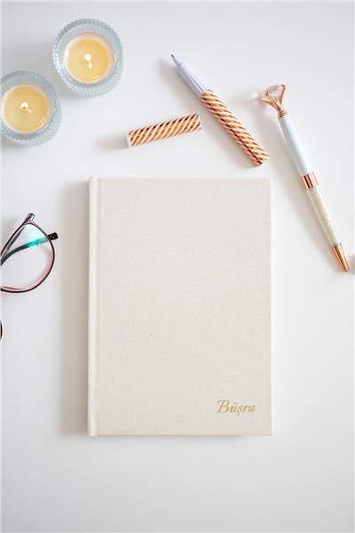 Kişiye Özel Kanvas Defter Ham Renk