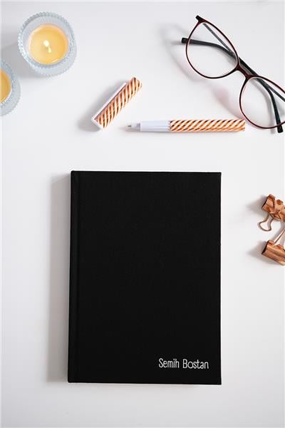 Kişiye Özel Kanvas Defter Siyah Renk