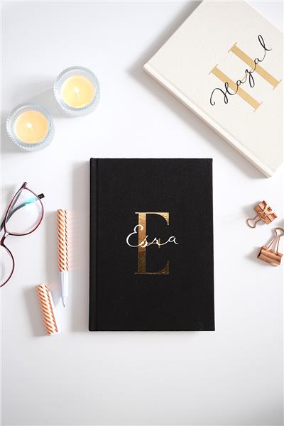 Kişiye Özel Kanvas Defter Siyah Renk