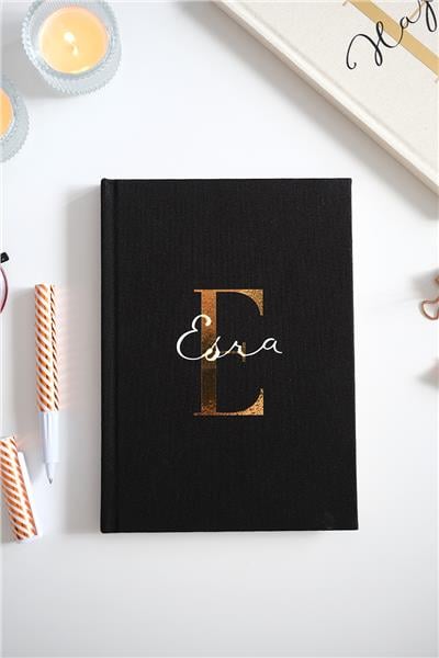 Kişiye Özel Kanvas Defter Siyah Renk