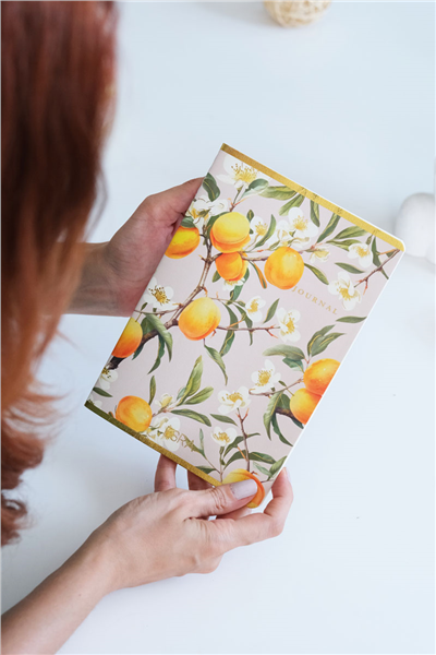 Kişiye Özel Kayısı Çiçeği Desenli A5 Çizgili Defter