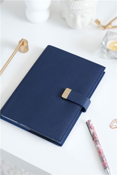 Kişiye Özel Lacivert Executive Vegan Deri Defter