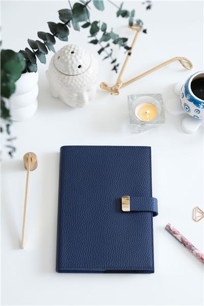 Kişiye Özel Lacivert Executive Vegan Deri Defter