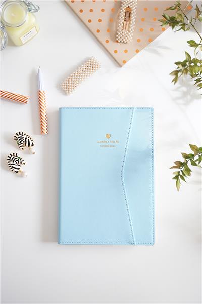Kişiye Özel Mavi Deri Geçme Kapaklı Defter